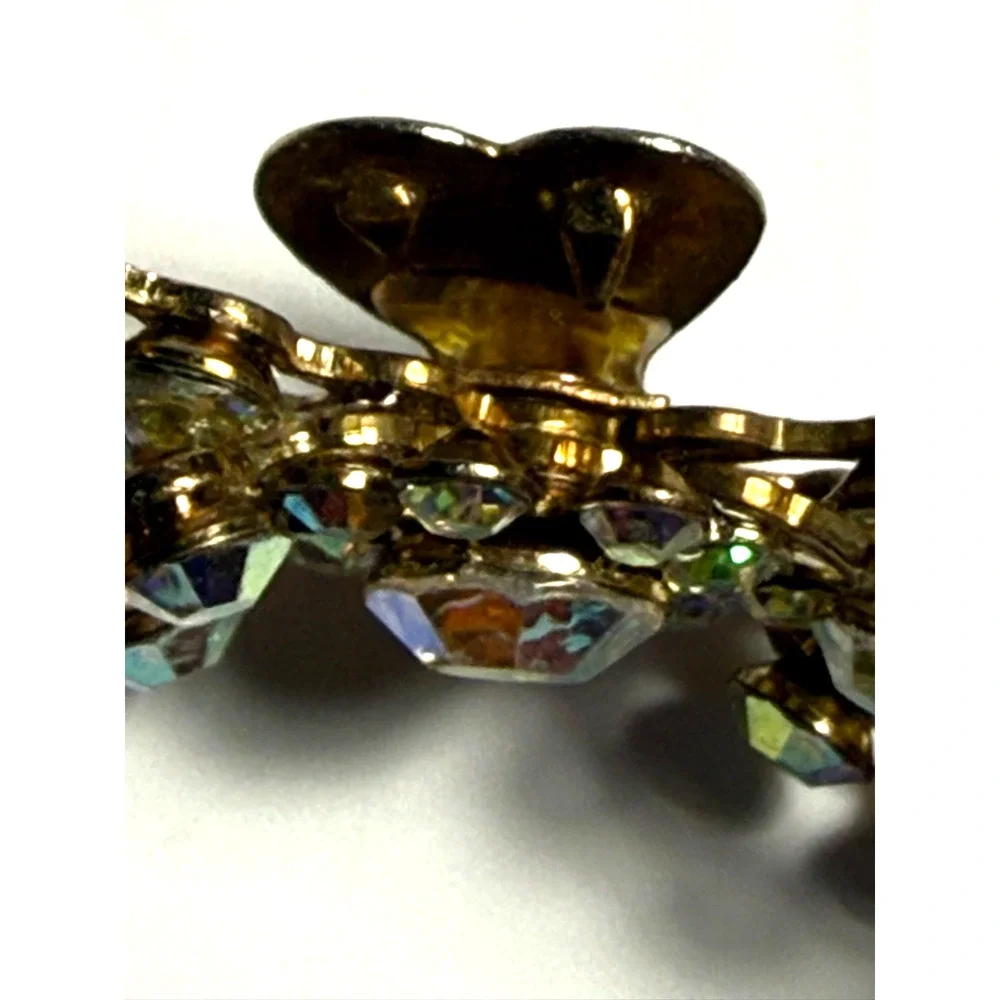 Vintage Gold Tone Aurora Borealis Rhinestone Shoe Clip Bow 1 Only 2.25
